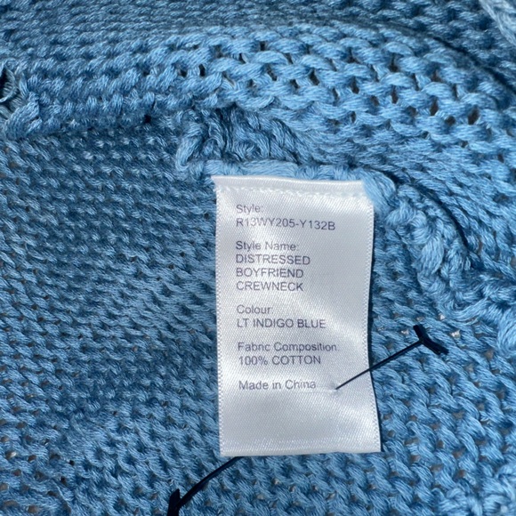 R13 Distressed Boyfriend Crewneck Sweater in Indigo Blue Size XS - Picture 13 of 13
